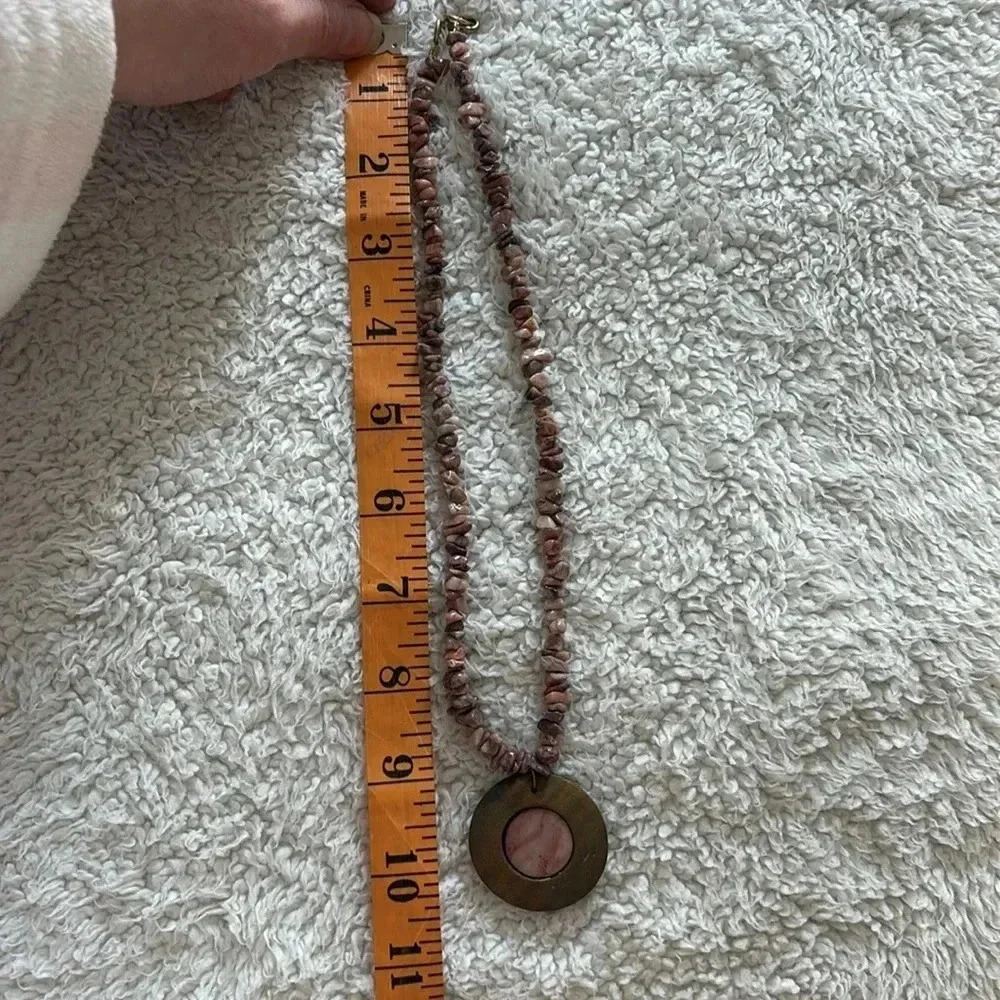 One Of A Kind Handmade Pink White Puka Shell Chip Bead Wood Necklace Made By Me! - Picture 7 of 12